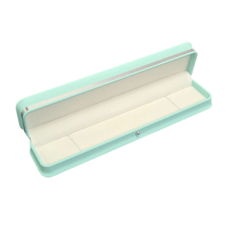 Bracelet Box, Silver Striped with Curved Features - Mint with White Interior - 245 x 55 x 38mm