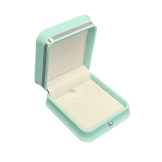 Pendant Box, Silver Striped with Curved Features - Mint with White Interior - 83 x 73 x 38mm