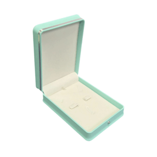 Necklace Box, Silver Striped with Curved Features - Mint with White Interior - 160 x 110 x 45mm