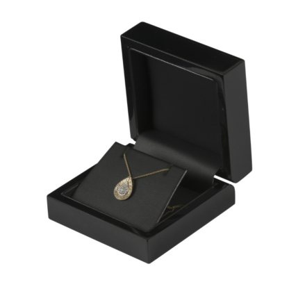 Black Gloss Large Pendant Box with Black Interior 100 x 103 x 40mm