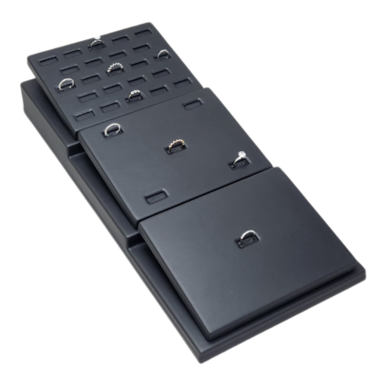 Black Leatherette Wave Display Series 2-Cavity Tray for Pendant/Earring Insert s 165 x 205mm - Image 12