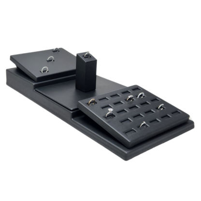 Black Leatherette Wave Display Series 2-Cavity Tray for Pendant/Earring Insert s 165 x 205mm - Image 15