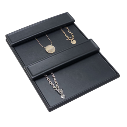 Black Leatherette Chain Tray with Two Chain Covers 300 x 240mm