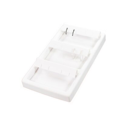 White Leatherette Wave Display Series 3-Cavity Tray for Pendant/Earring Insert s 95 x 165mm