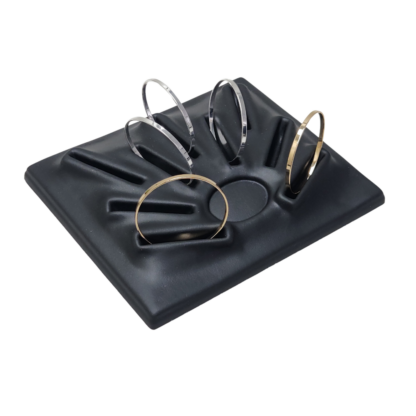 Black Leatherette Contoured Tray for 9 Bangles 200 x 240mm