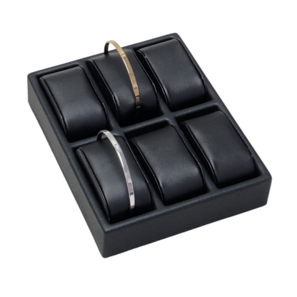 Black Leatherette VT Range Insert for Displaying Watches or Bangles with 6 Cushions 140 x 180mm