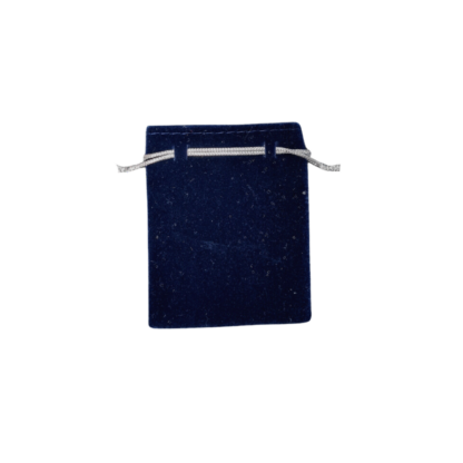 Blue Suede Small Jewellery Bag, Shiny Silver Cord 80 x 60mm