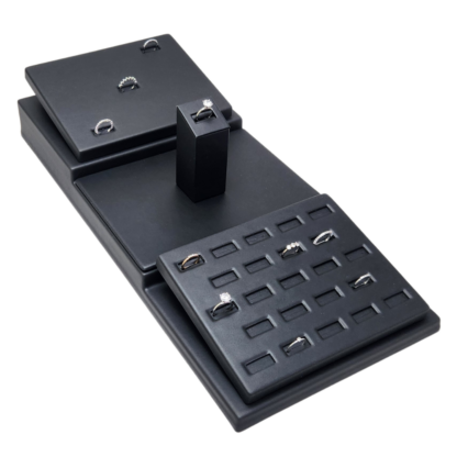 Black Leatherette Wave Display Series 3-Tier Base with Locator Positions 235x525mm - Image 11