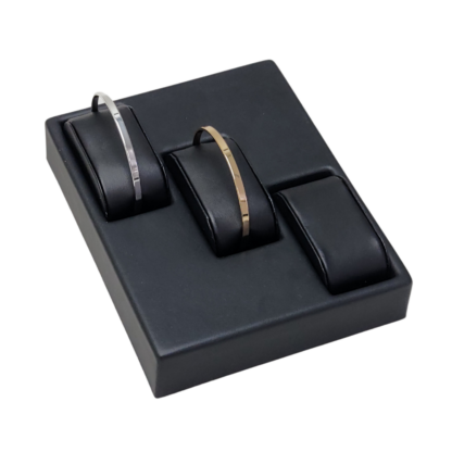 Black Leatherette VT Range Insert  for Displaying Watches or Bangles with 3 Cushions (Right) 140 x 180mm