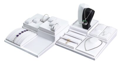 White Leatherette VT Range Insert  for Displaying Watches or Bangles with 3 Cushions (Right) 140 x 180mm - Image 5