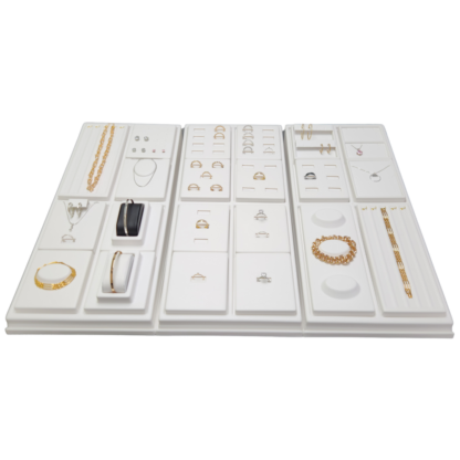 Ostendo Range Tray Module 100 x 120mm in White Leatherette for holding 10 pairs of Stud Earrings - Image 2