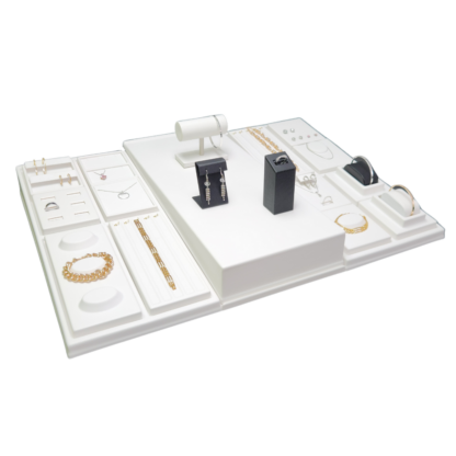 Ostendo Range Tray Module 100 x 120mm in White Leatherette for holding a Ring, Pendant, Earring Set - Image 6