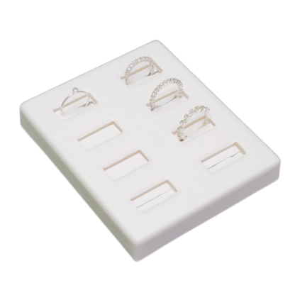 Ostendo Range Tray Module 100 x 120mm in White Leatherette for holding 8 Rings