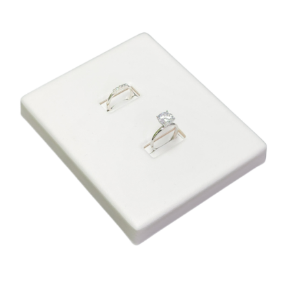 Ostendo Range Tray Module 100 x 120mm in White Leatherette for holding 2 Rings