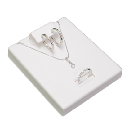 Ostendo Range Tray Module 100 x 120mm in White Leatherette for holding a Ring, Pendant, Earring Set