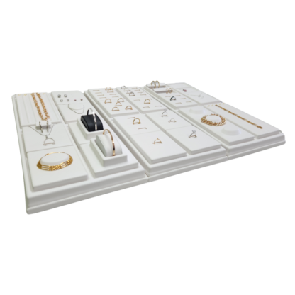 Ostendo Range Tray Module 100 x 120mm in White Leatherette for holding a Ring, Pendant, Earring Set - Image 7