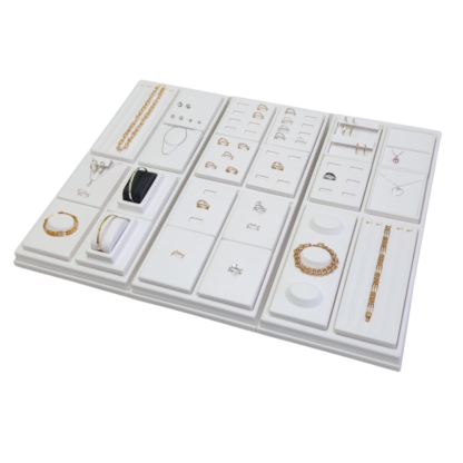 Ostendo Range Tray Module 100 x 240mm in White Leatherette for holding 5 chains or bracelets - Image 8