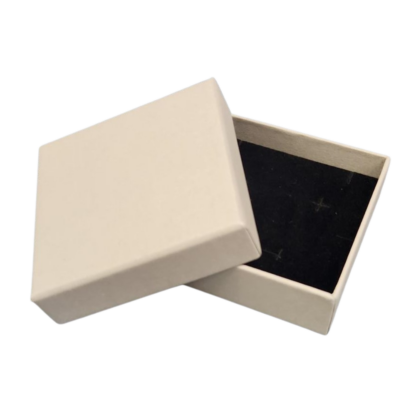 Grey Card Box Lidded with black velvet pad 90 x 90 x30 mm