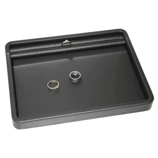 Black/Black Leatherette Serving Tray with Ring Roll at the Top 257 x 198 x 25mm