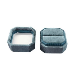 Velvet Octagon 1 Ring Box - Teal