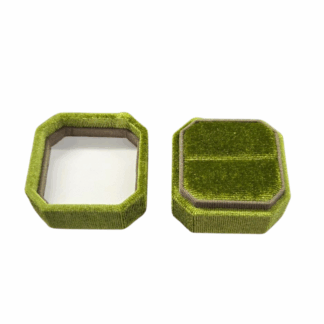 Velvet Octagon 1 Ring Box - Green