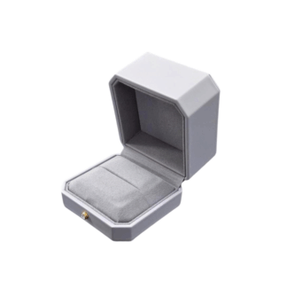 Luxury Octagon 1 Raised Slot Ring Box - Grey Leatherette with Grey Suede interior