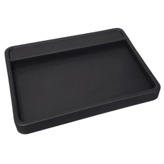 Black/Black Leatherette Serving Tray with Branding Plaque 257 x 198mm