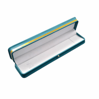 Bracelet Box, Gold Striped with Curved Features - Teal with White Interior - 245 x 55 x 38mm