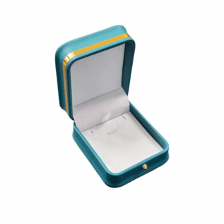 Pendant Box, Gold Striped with Curved Features - Teal with White Interior - 83 x 73 x 38mm