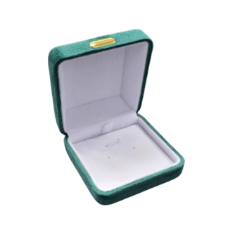 Classic Velvet Pendant/Earring Box in Emerald with White Interior