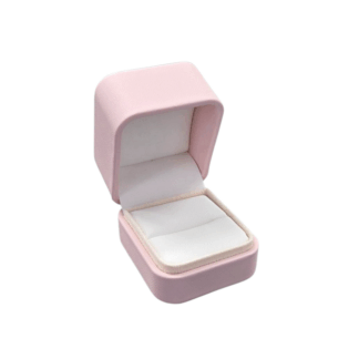 Mod Leatherette Ring Box in Pink with White Interior