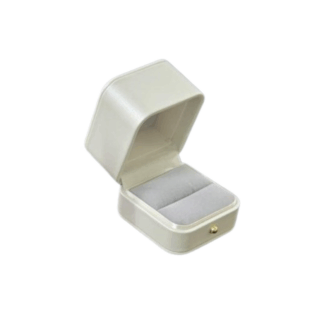 Classic Rounded Ring Box in Champagne with Grey suede Interior