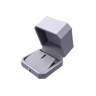 Luxury Octagon Pendant/Earring Box - Grey Leatherette with Grey Suede interior